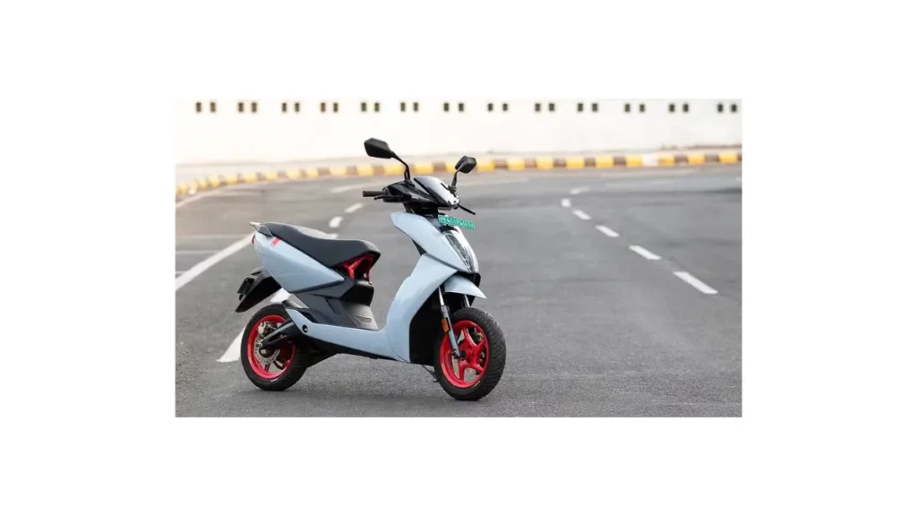 Ather 450X 2026 parked on city street showing sleek design and aerodynamic body