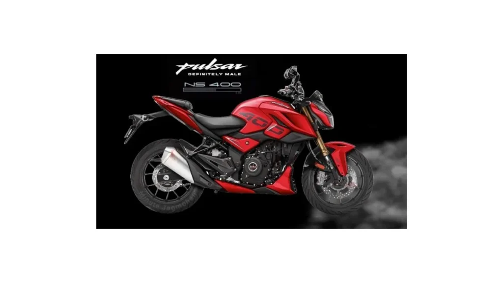 Bajaj Pulsar NS400 2026 parked on road showing aggressive streetfighter design and muscular fuel tank