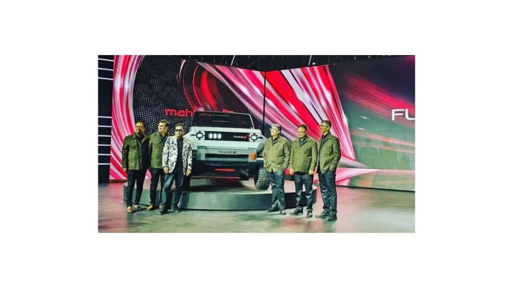 Mahindra Thar EV 2026 electric SUV showcasing rugged off-road design, AWD capability and futuristic styling in India