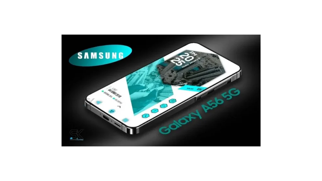 Front view of Samsung Galaxy A56 highlighting AMOLED display and slim bezels