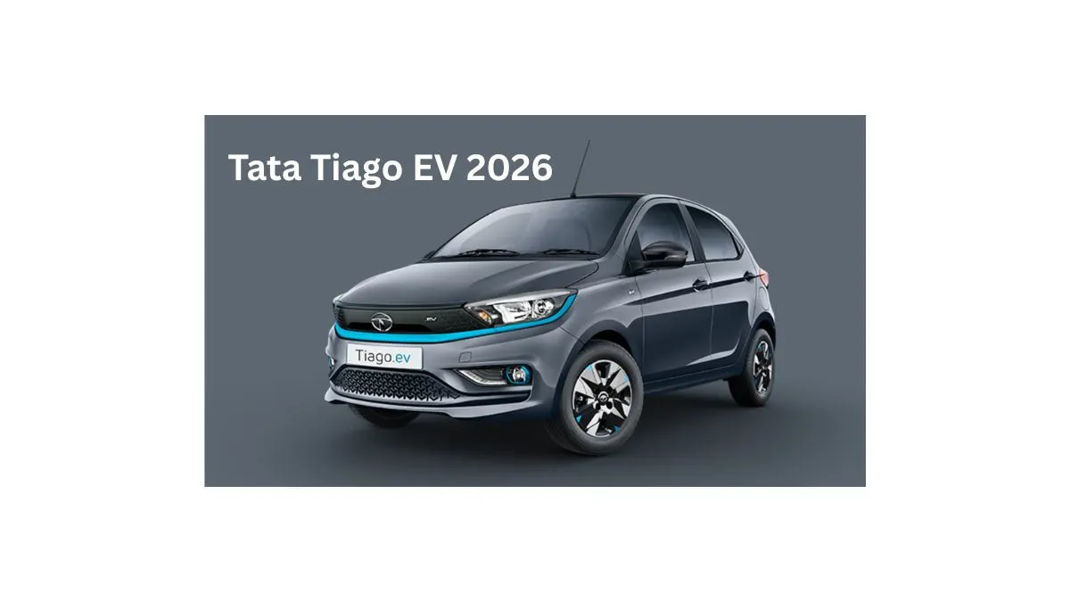 Tata Tiago EV 2026 electric hatchback in India featuring modern design, 315km driving range, fast charging, smart touchscreen, and affordable pricing.