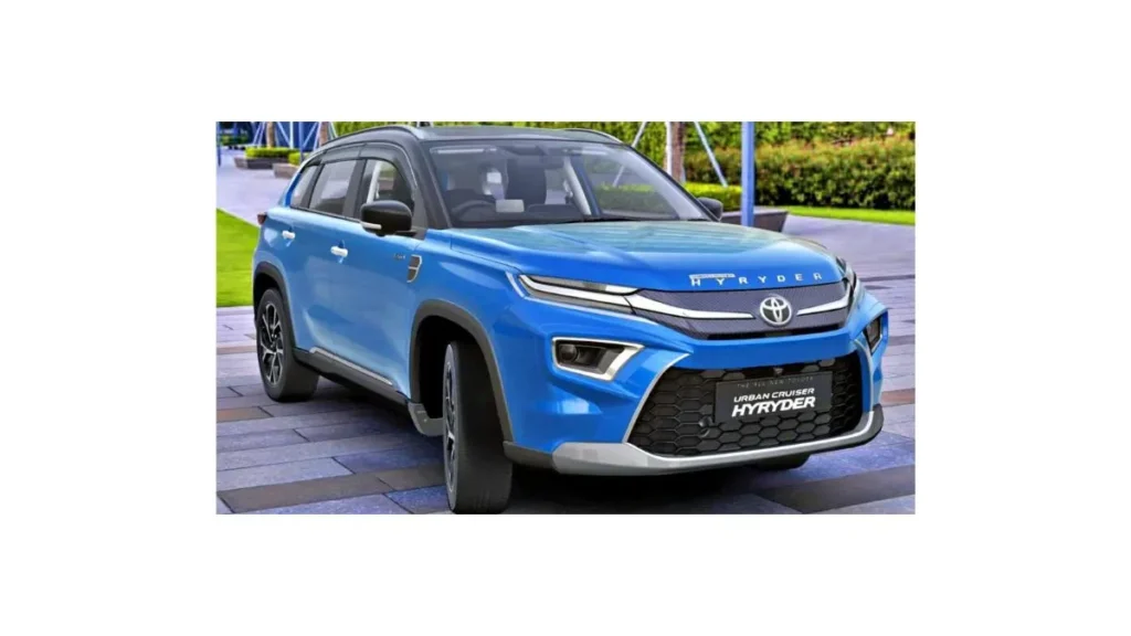 Toyota Hyryder 2026 hybrid SUV parked in an urban setting highlighting compact dimensions and premium SUV styling