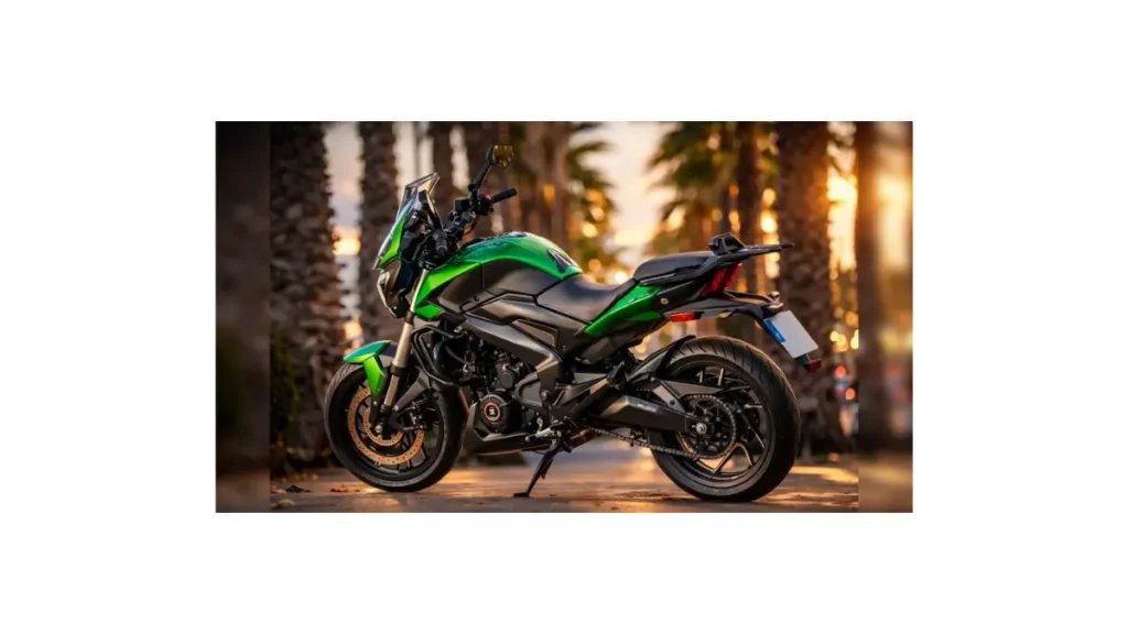 Bajaj Dominar 400 motorcycle riding on Indian highway showing muscular design and LED headlamp