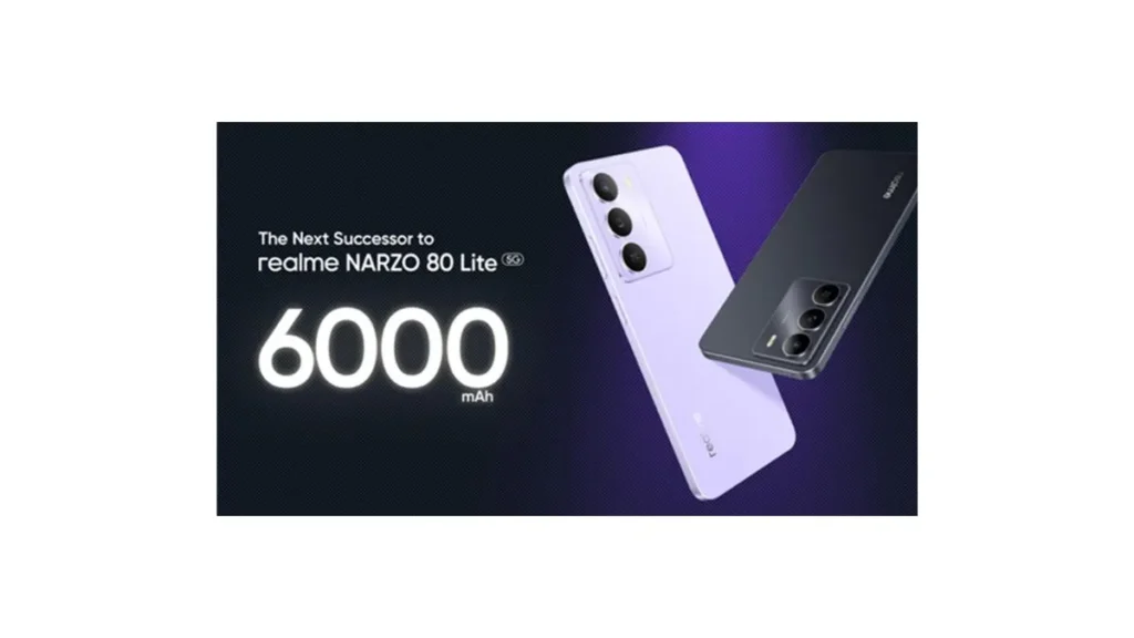 Realme Narzo 100 Lite 5G smartphone showing large battery performance and smooth display experience